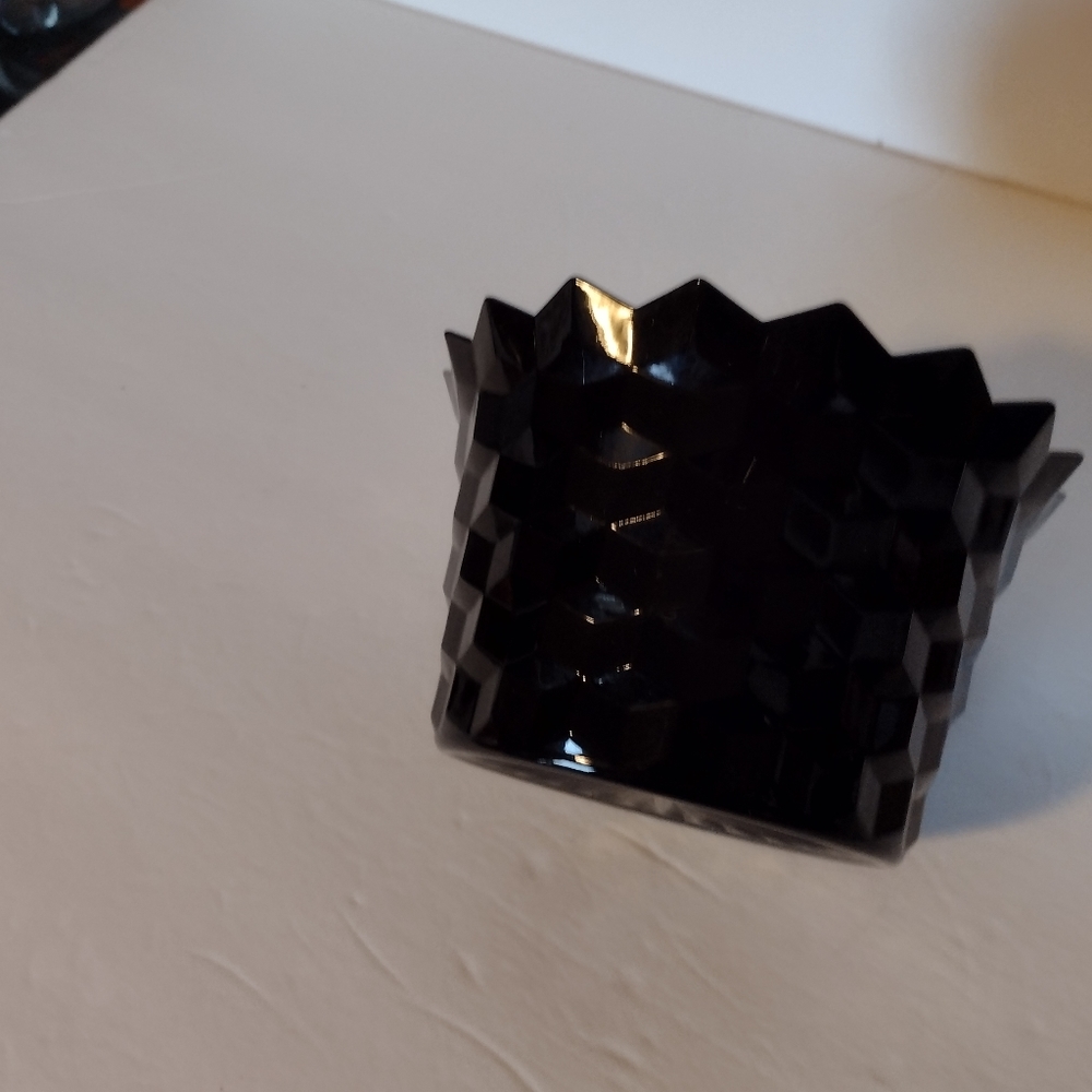 Black Amethyst American by fostoria Bowl Planter 6" Wide 3 3/4" Tall Saw Tooth